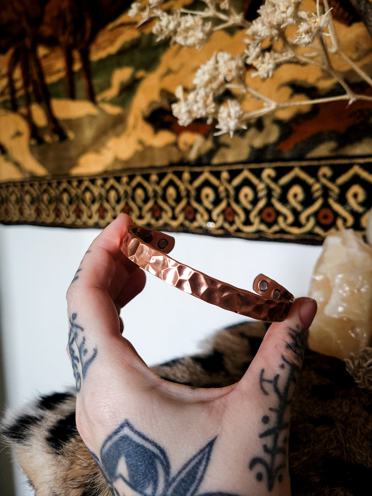 Hammered Antique Copper Magnetic Bracelets