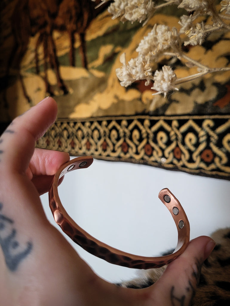 Hammered Antique Copper Magnetic Bracelets