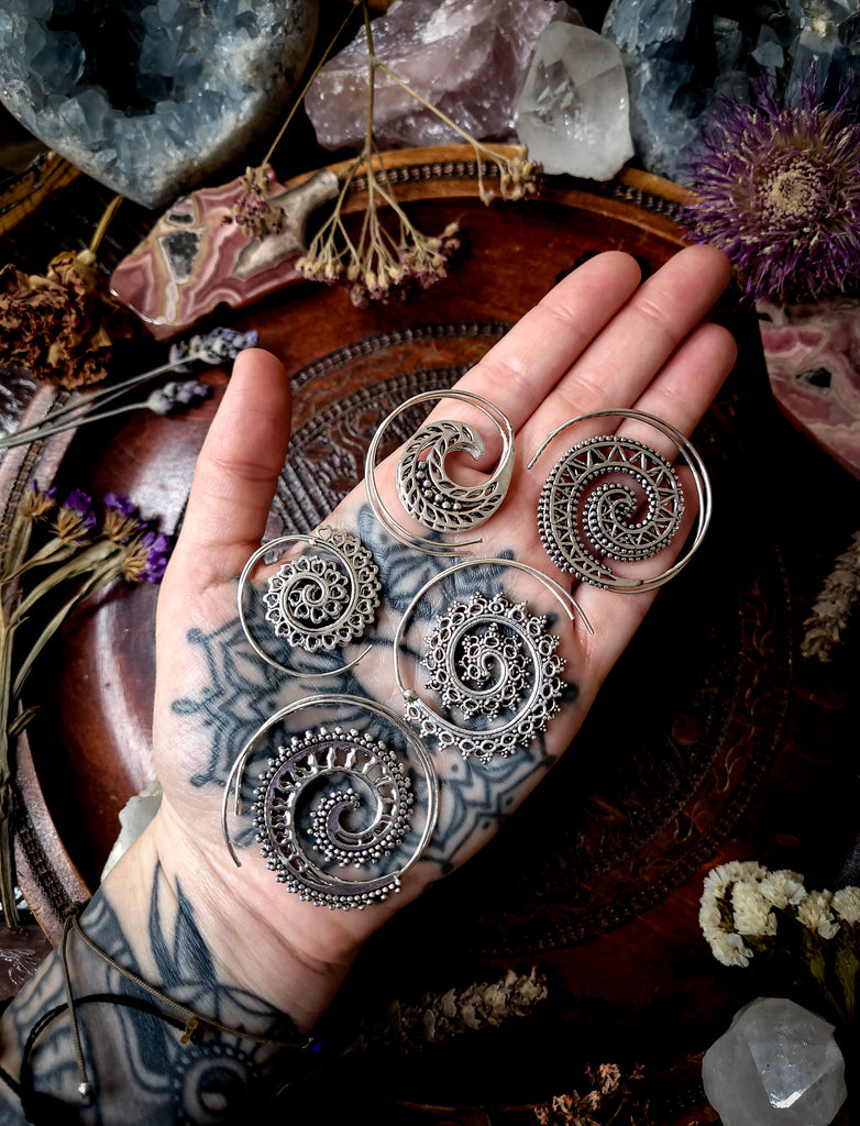 Ornamental Spiral Hoop Earrings