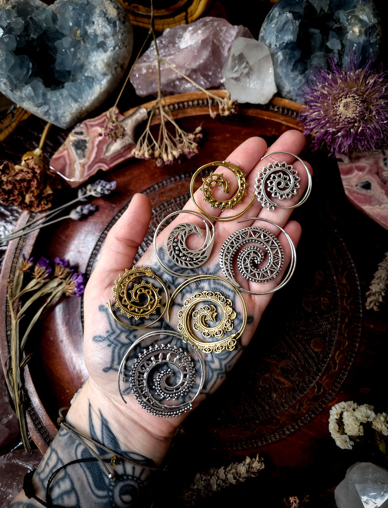 Ornamental Spiral Hoop Earrings
