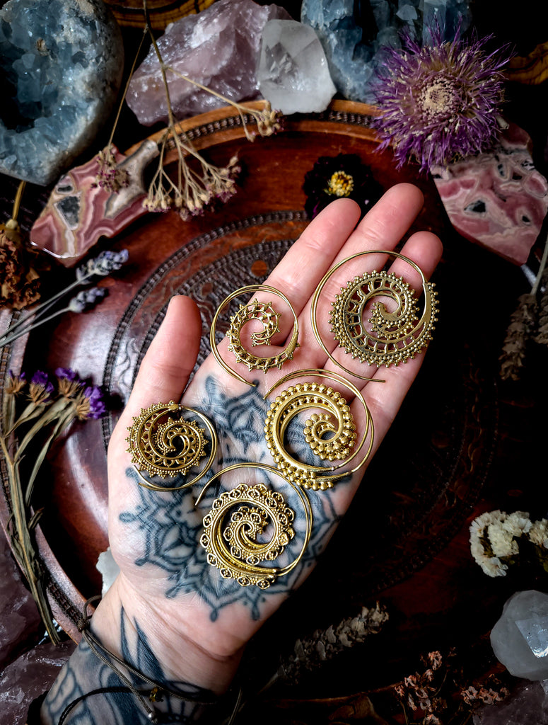 Ornamental Spiral Hoop Earrings