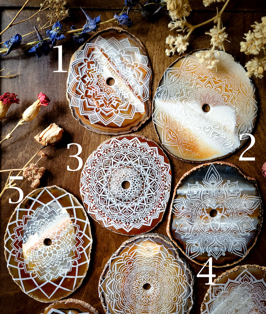 Ever Ascending Mandala Sunset Agate Slices
