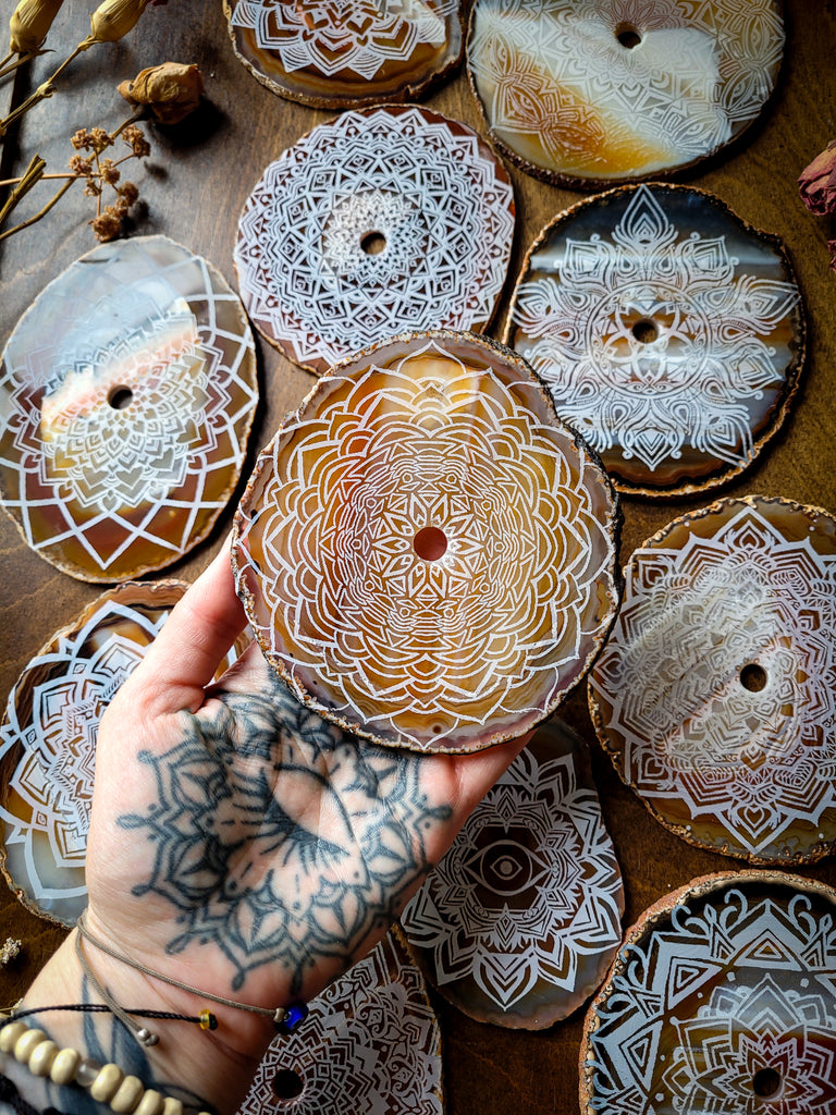 Ever Ascending Mandala Sunset Agate Slices