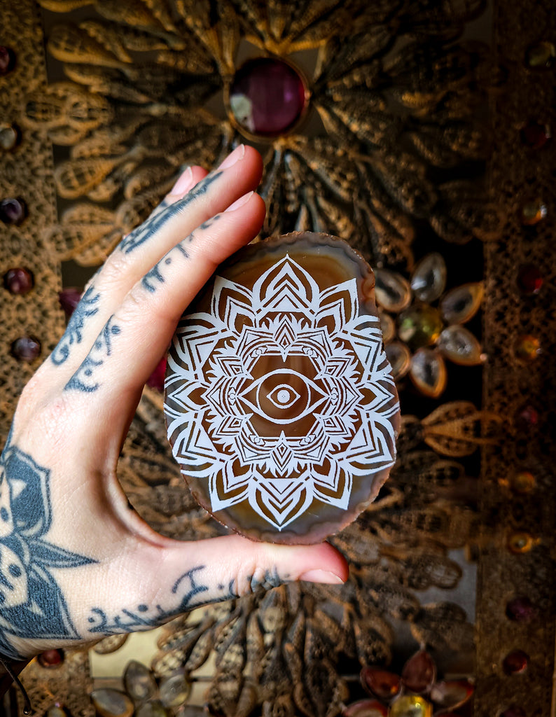 Ever Ascending Mandala Sunset Agate Slices