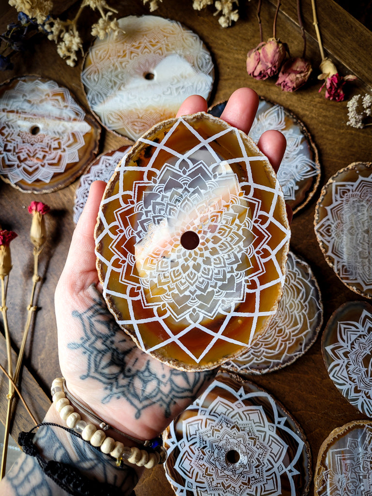 Ever Ascending Mandala Sunset Agate Slices