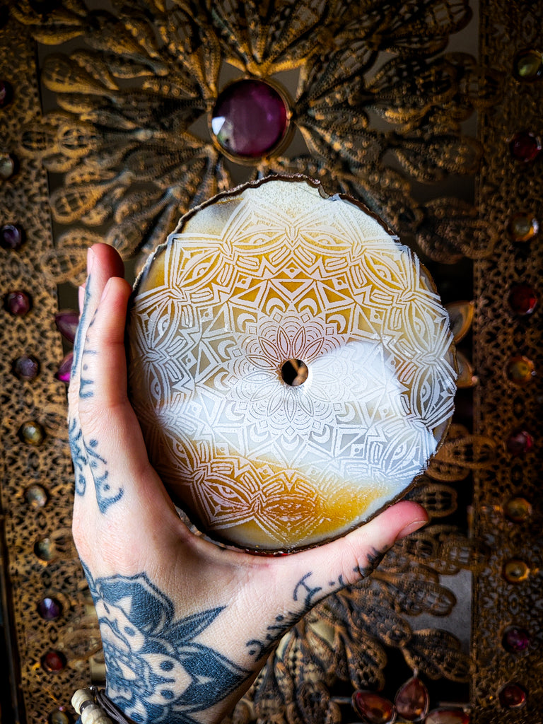 Ever Ascending Mandala Sunset Agate Slices