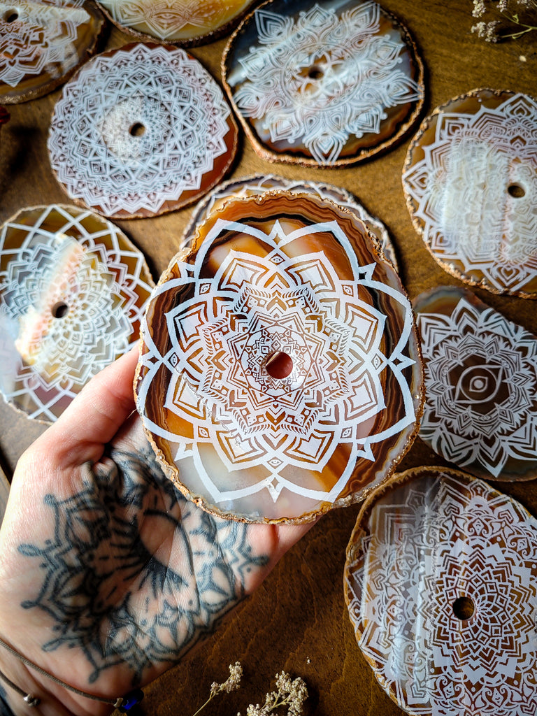 Ever Ascending Mandala Sunset Agate Slices