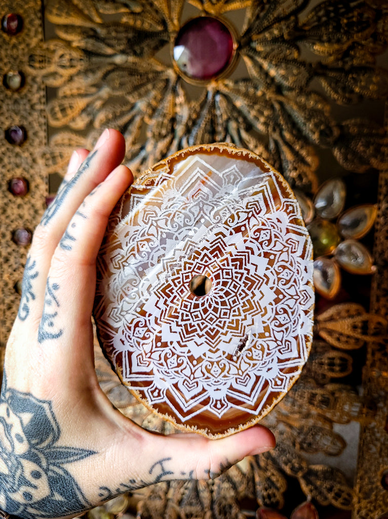 Ever Ascending Mandala Sunset Agate Slices