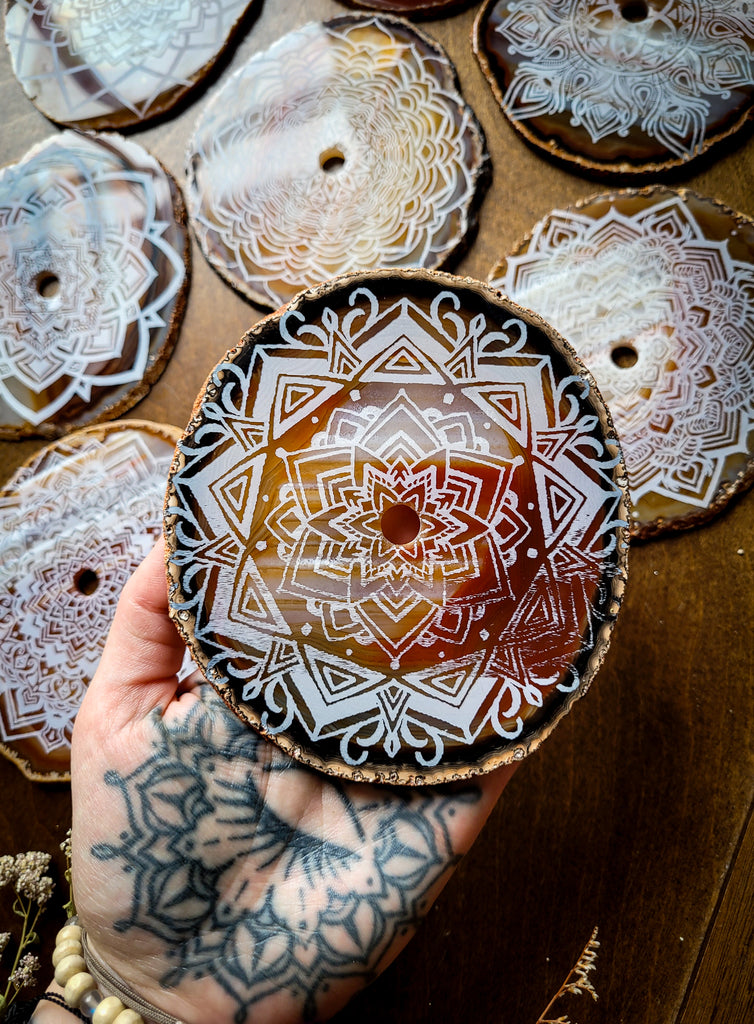 Ever Ascending Mandala Sunset Agate Slices