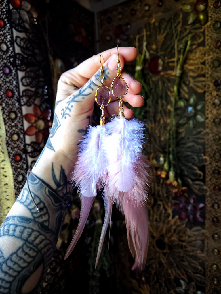 Crystal Feather Earrings