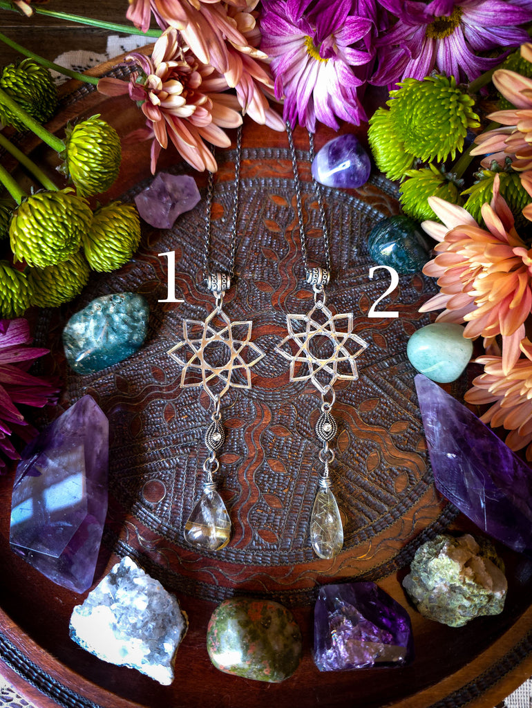 Mirrored Geometric Rutile Quartz Necklaces