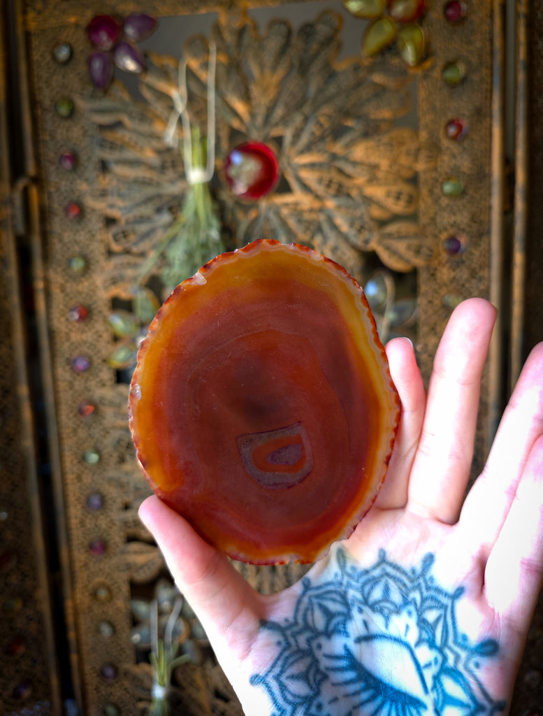 Agate Slice - Amber Thistle and Rose