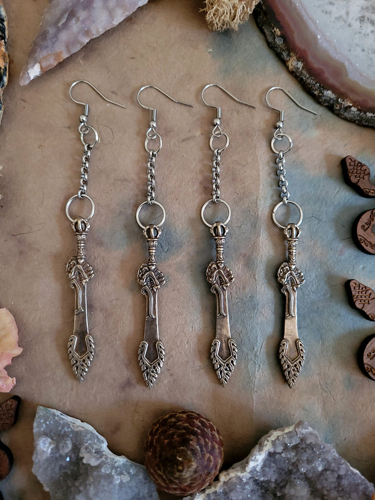 Silver Thai Dagger Earrings