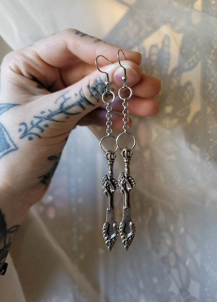 Silver Thai Dagger Earrings