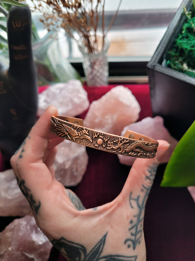 Dragon and Pheonix Copper Magnetic Bracelets