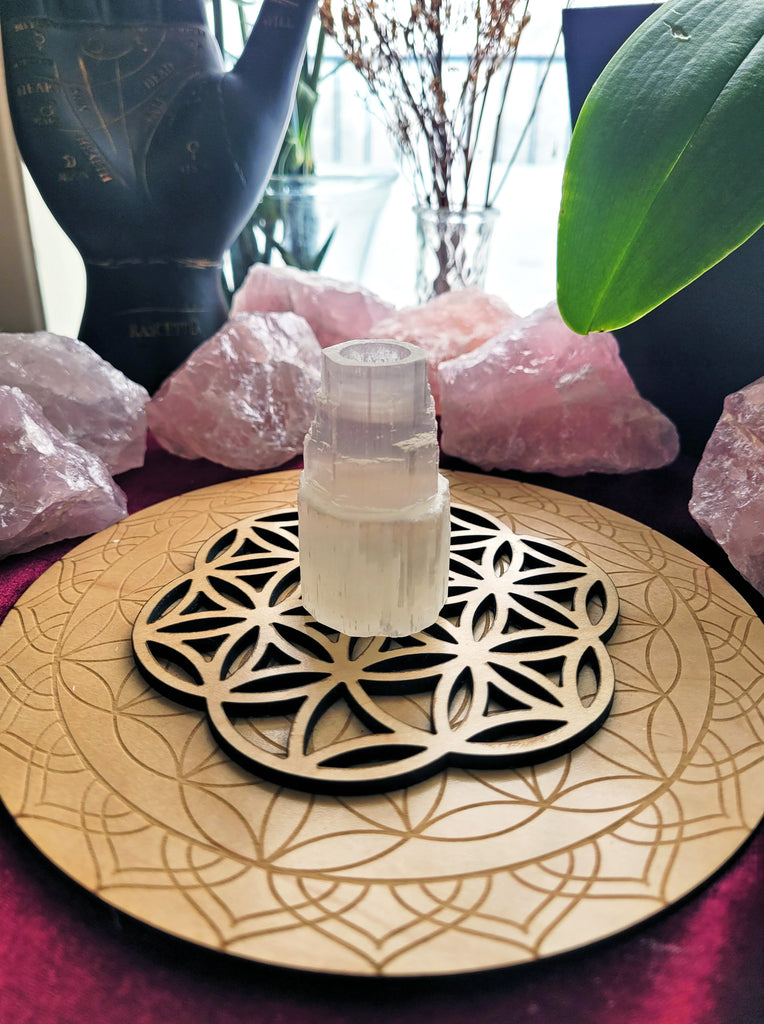 Selenite Crystal Candle Holder