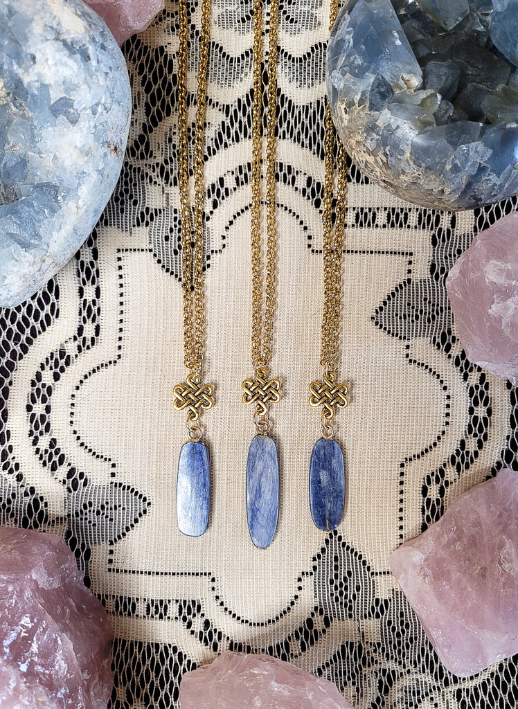 Blue Kyanite Gold Eternity Necklace