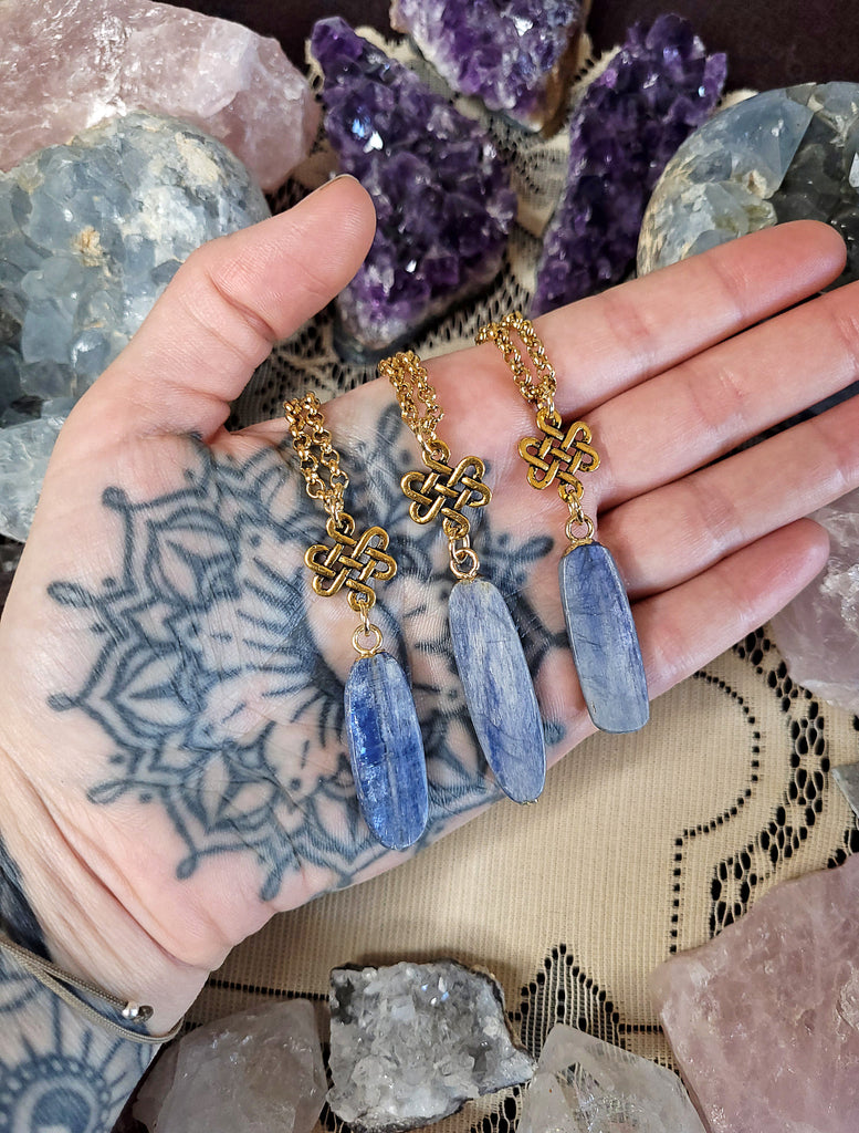 Blue Kyanite Gold Eternity Necklace