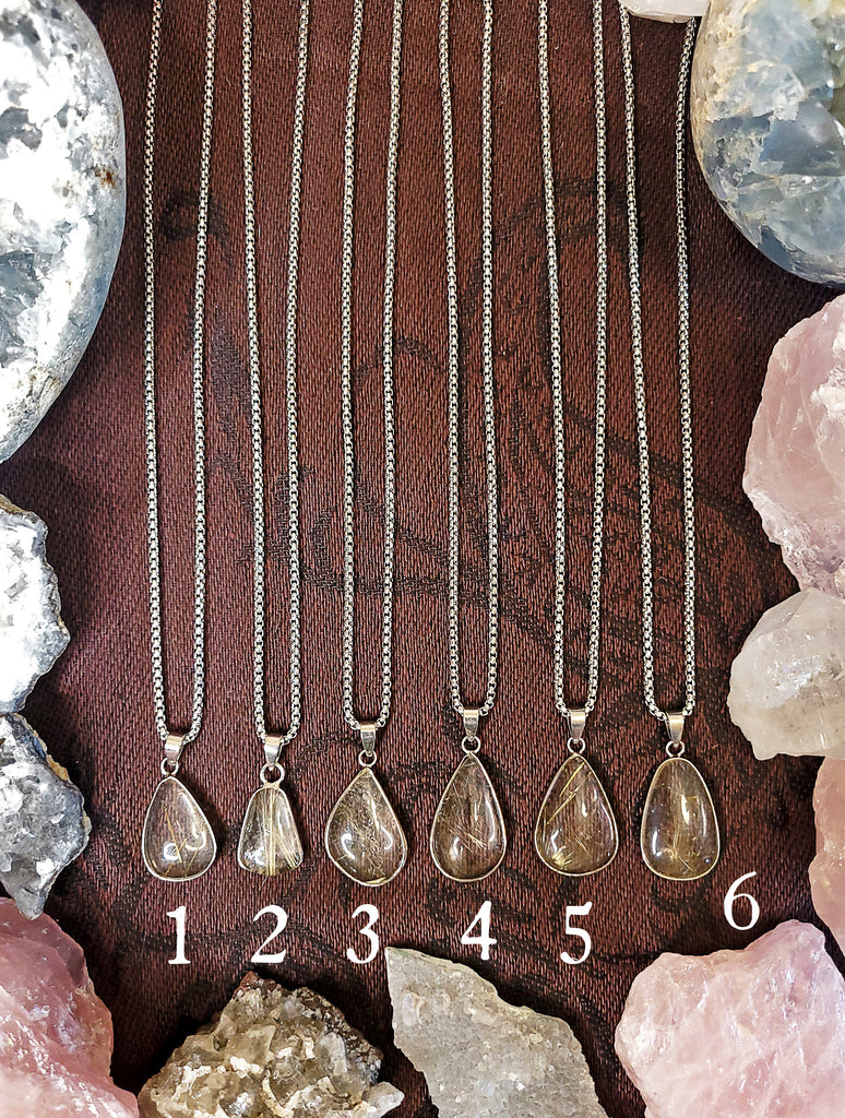 Rutilated Clear Quartz Crystal Necklace