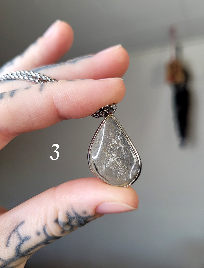 Rutilated Clear Quartz Crystal Necklace
