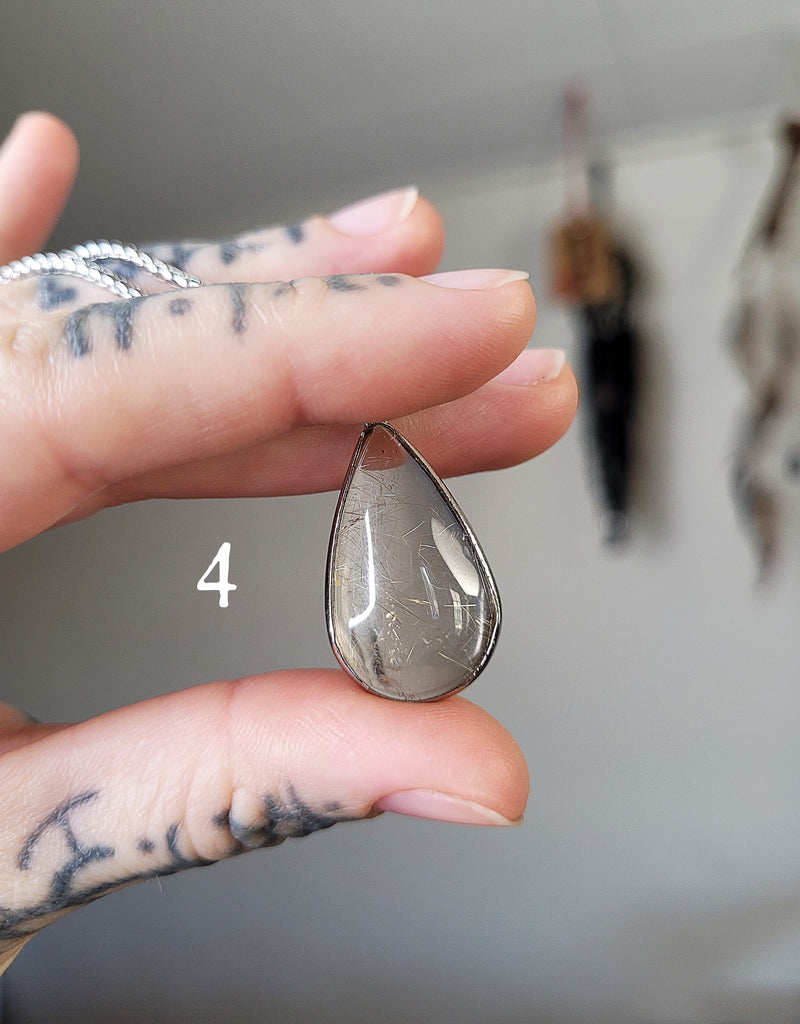 Rutilated Clear Quartz Crystal Necklace
