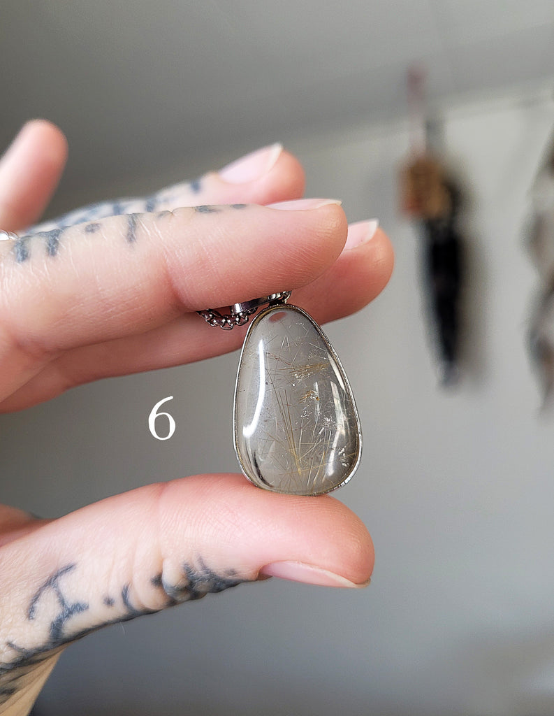 Rutilated Clear Quartz Crystal Necklace