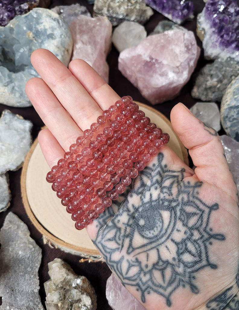 Strawberry Quartz Crystal Bracelet