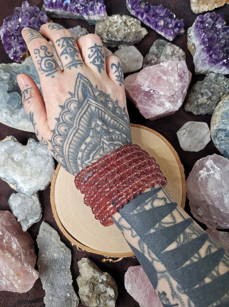 Strawberry Quartz Crystal Bracelet