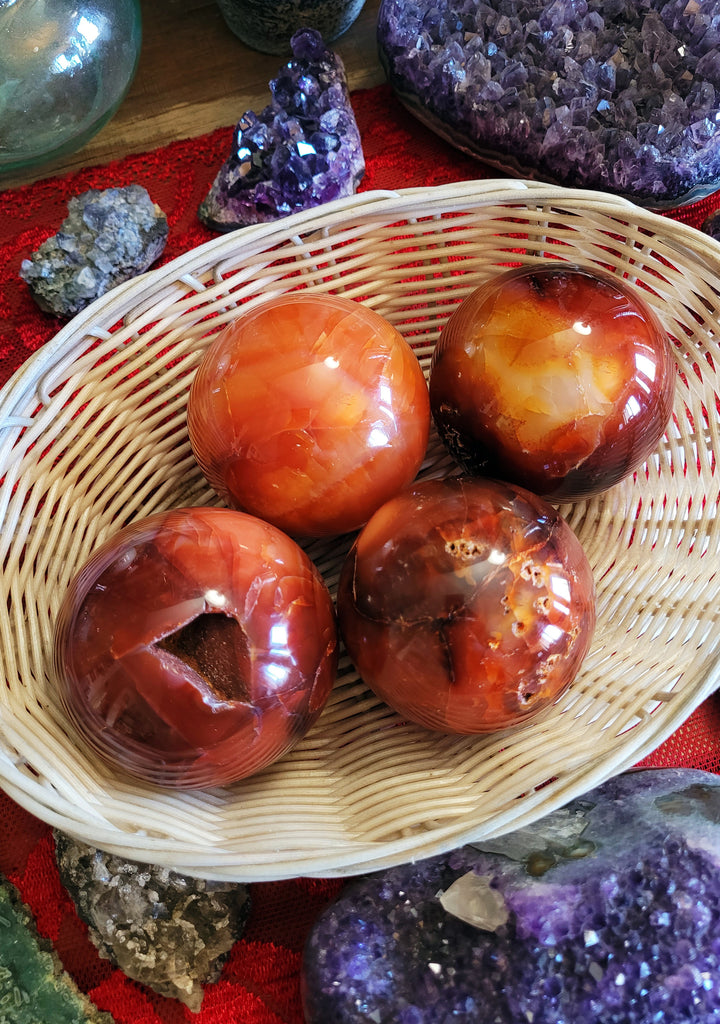 Carnelian Crystal Spheres