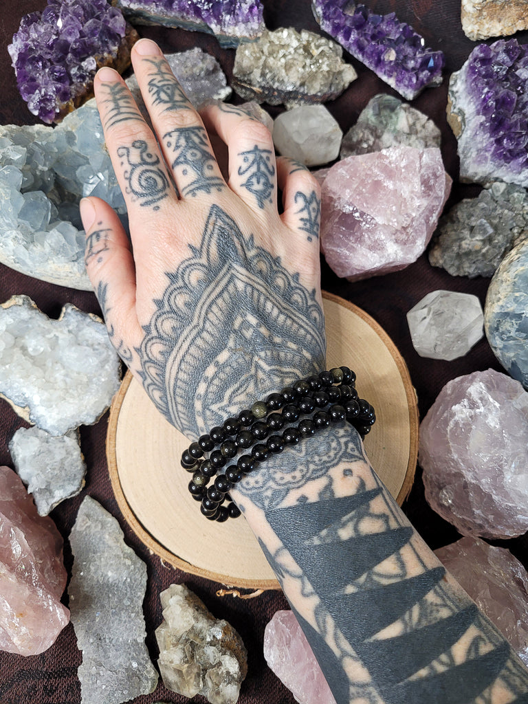 Black Gold Sheen Obsidian Crystal Bracelet