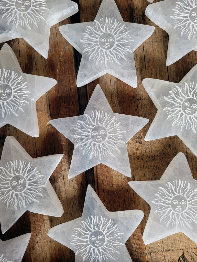 Selenite Crystal Sun Star