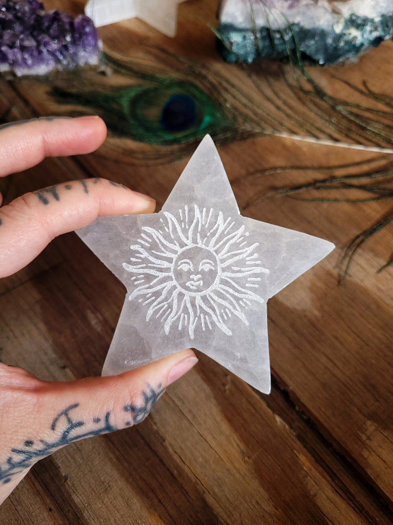 Selenite Crystal Sun Star