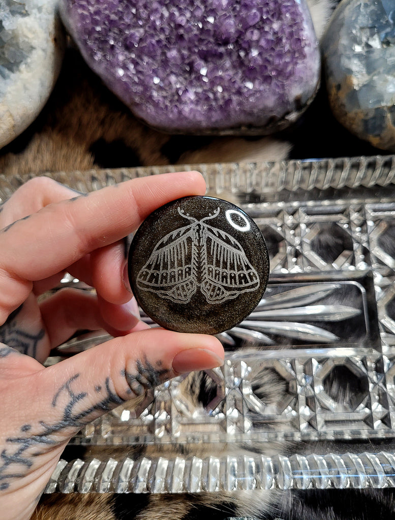 Gold Sheen Obsidian Engraved Crystal Pebbles