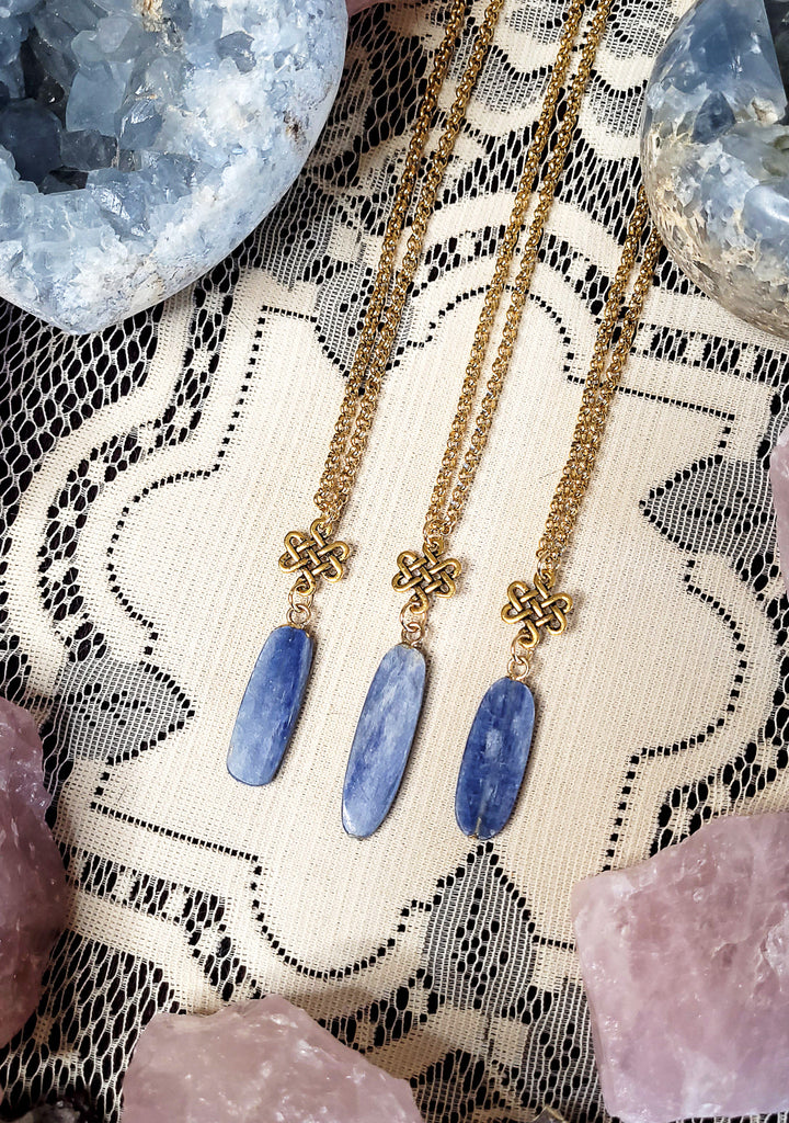 Blue Kyanite Gold Eternity Necklace