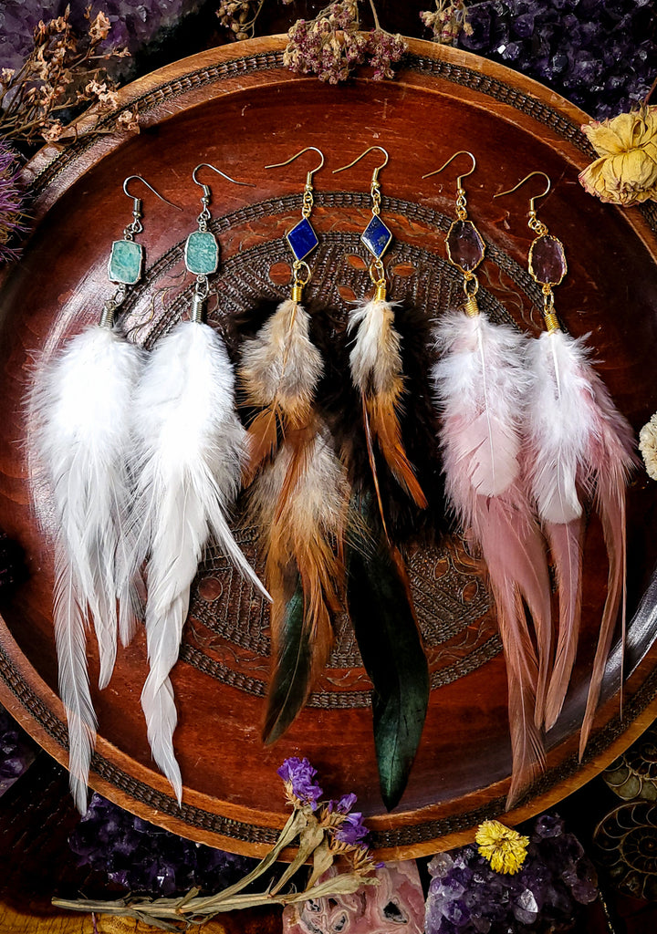 Crystal Feather Earrings
