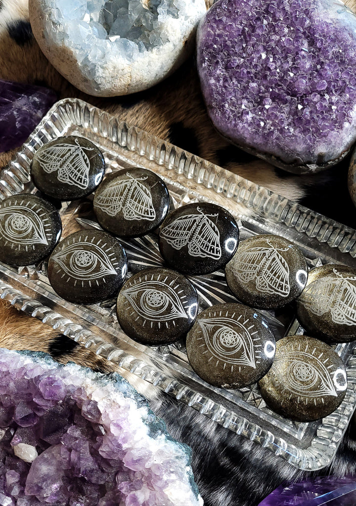 Gold Sheen Obsidian Engraved Crystal Pebbles