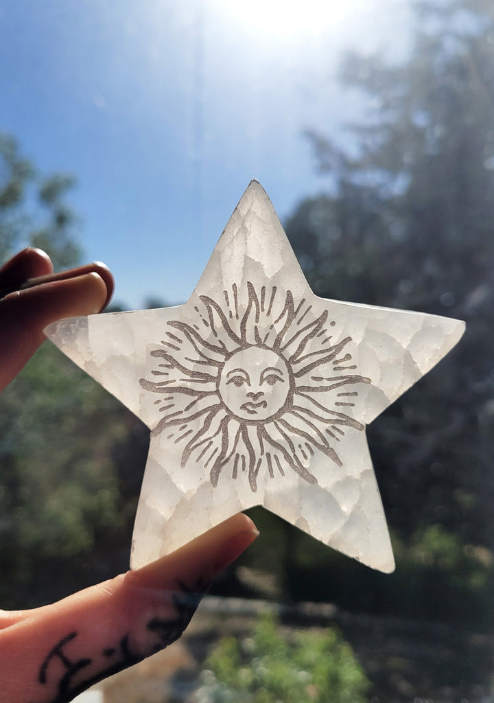 Selenite Crystal Sun Star