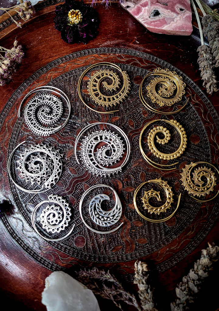 Ornamental Spiral Hoop Earrings