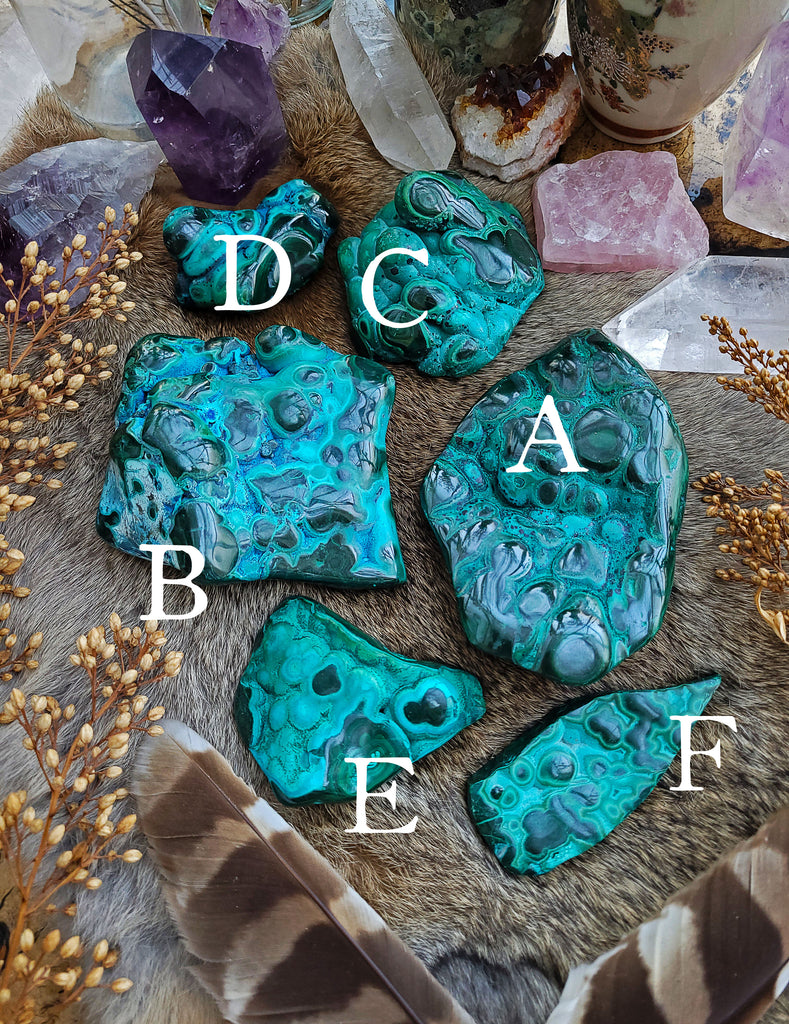 Chrysocolla and Malachite Crystal Free Forms