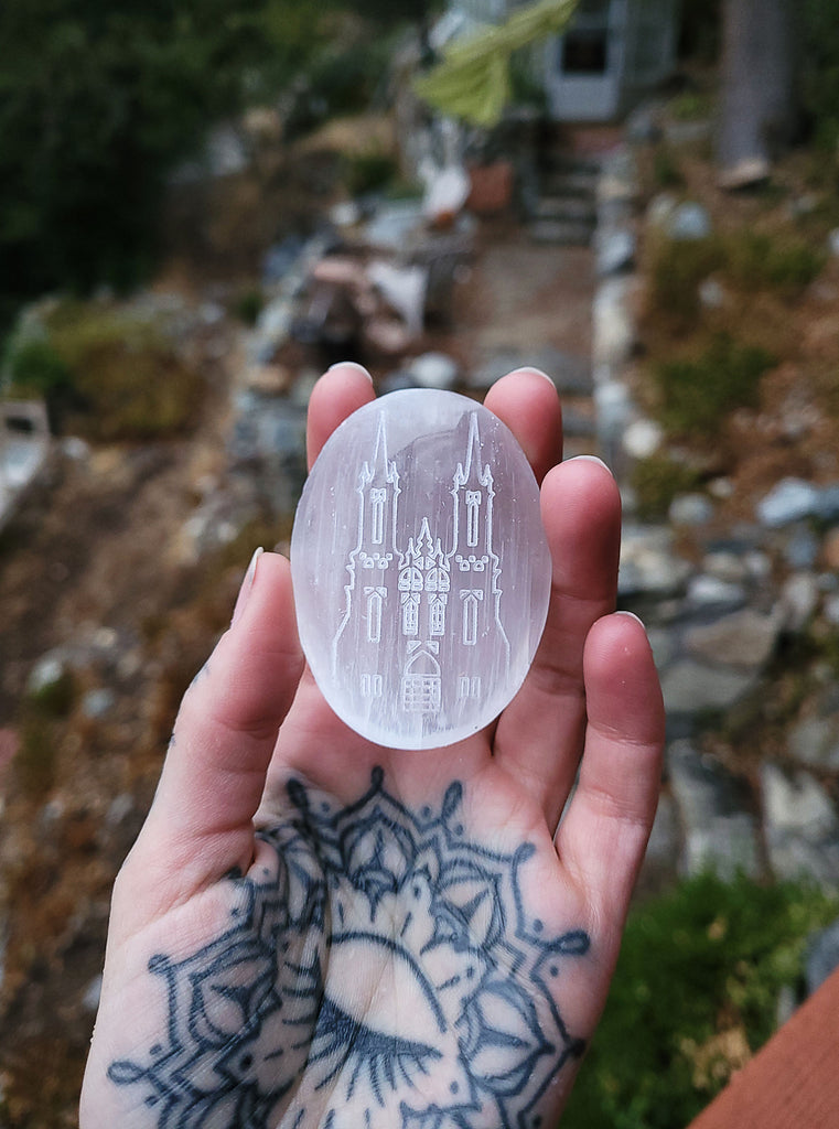Engraved Selenite Pebble Stones