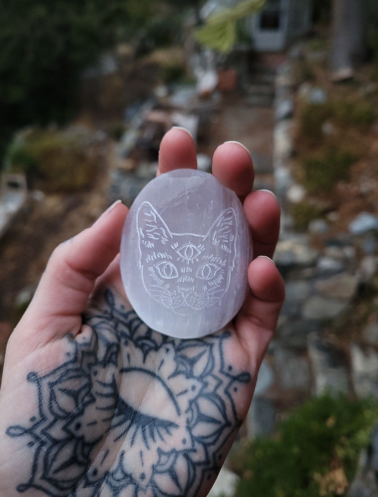 Engraved Selenite Pebble Stones