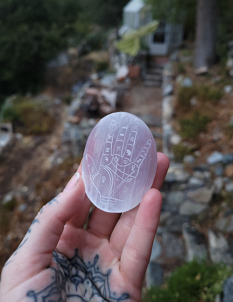 Engraved Selenite Pebble Stones