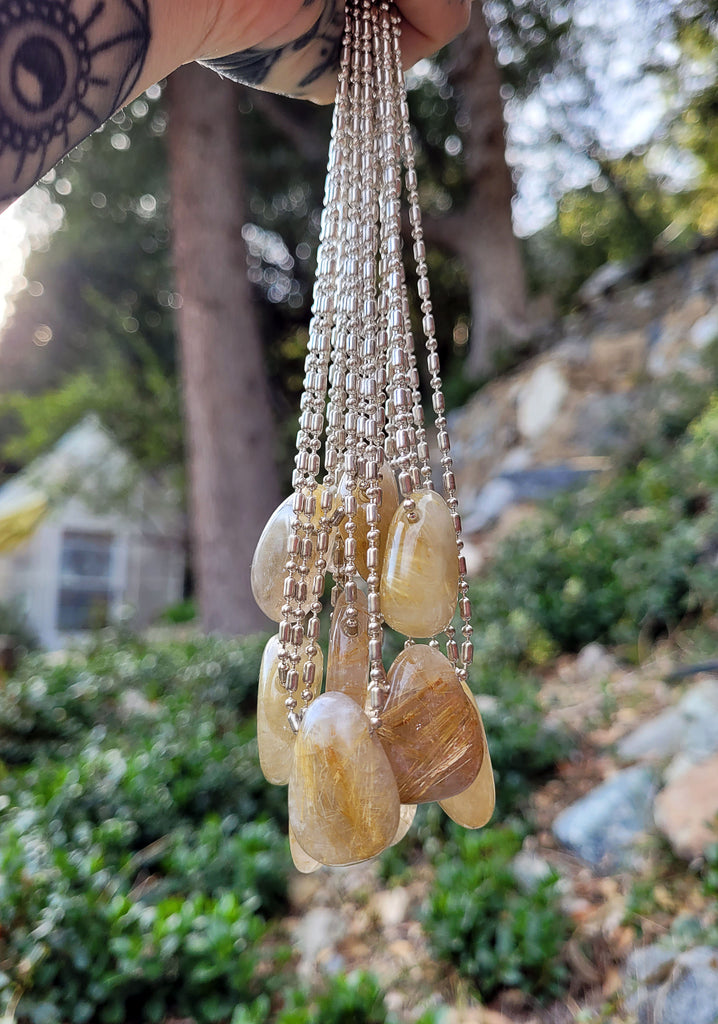Rutilated Quartz Crystal Pendant Necklace