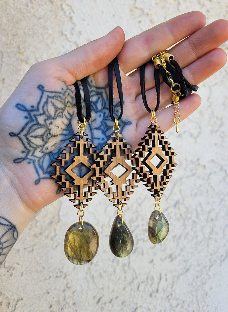 Folk Collective Labradorite Crystal Necklaces
