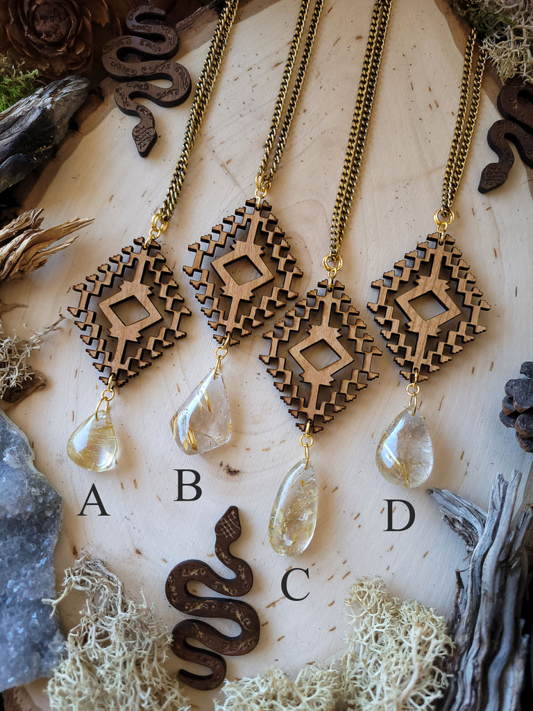 Folk Collective Rutilated Quartz Crystal Necklaces