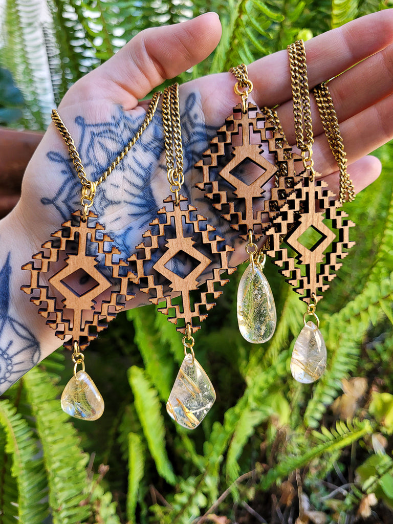 Folk Collective Rutilated Quartz Crystal Necklaces