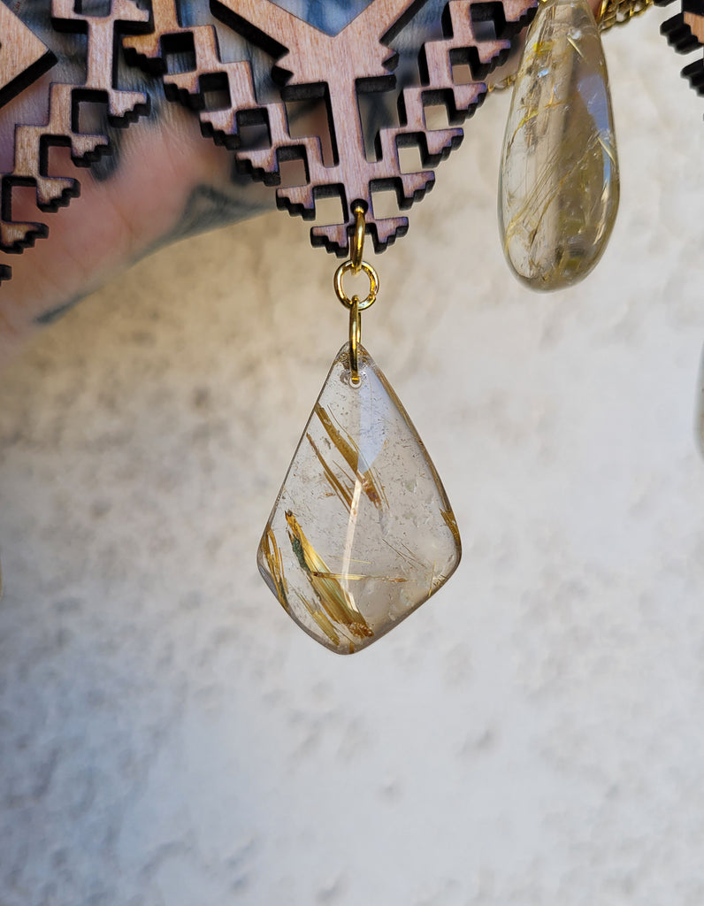 Folk Collective Rutilated Quartz Crystal Necklaces