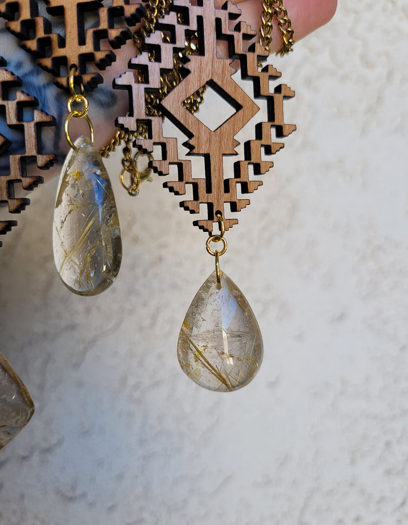 Folk Collective Rutilated Quartz Crystal Necklaces