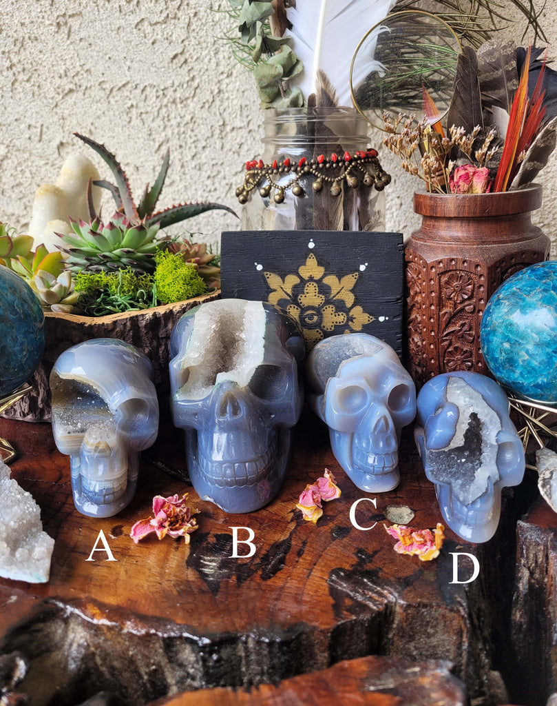 Agate Druzy Crystal Skulls