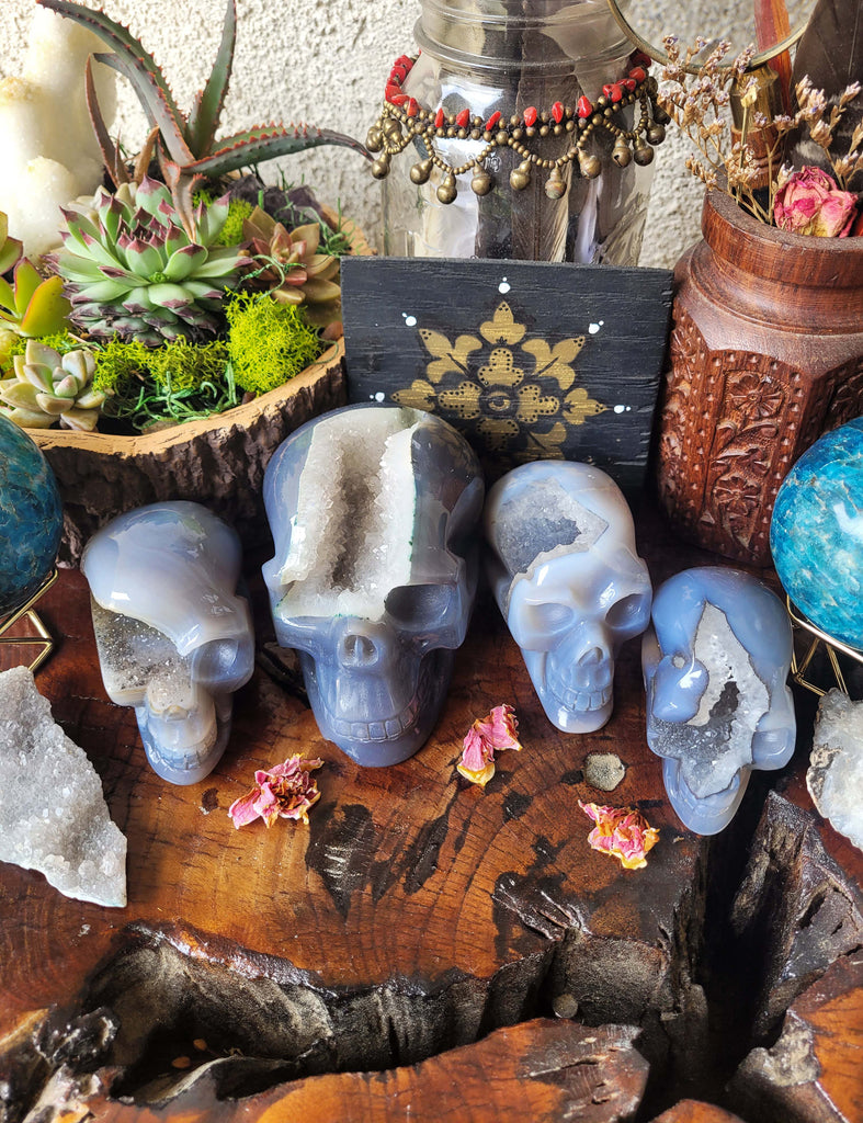 Agate Druzy Crystal Skulls